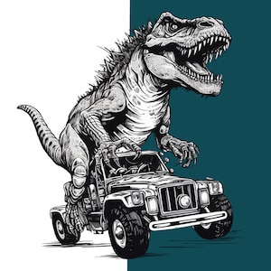 Monster truck dinosaur, PNG file 300 DPI, and SVG File for large printing on sublimation for kids and adults