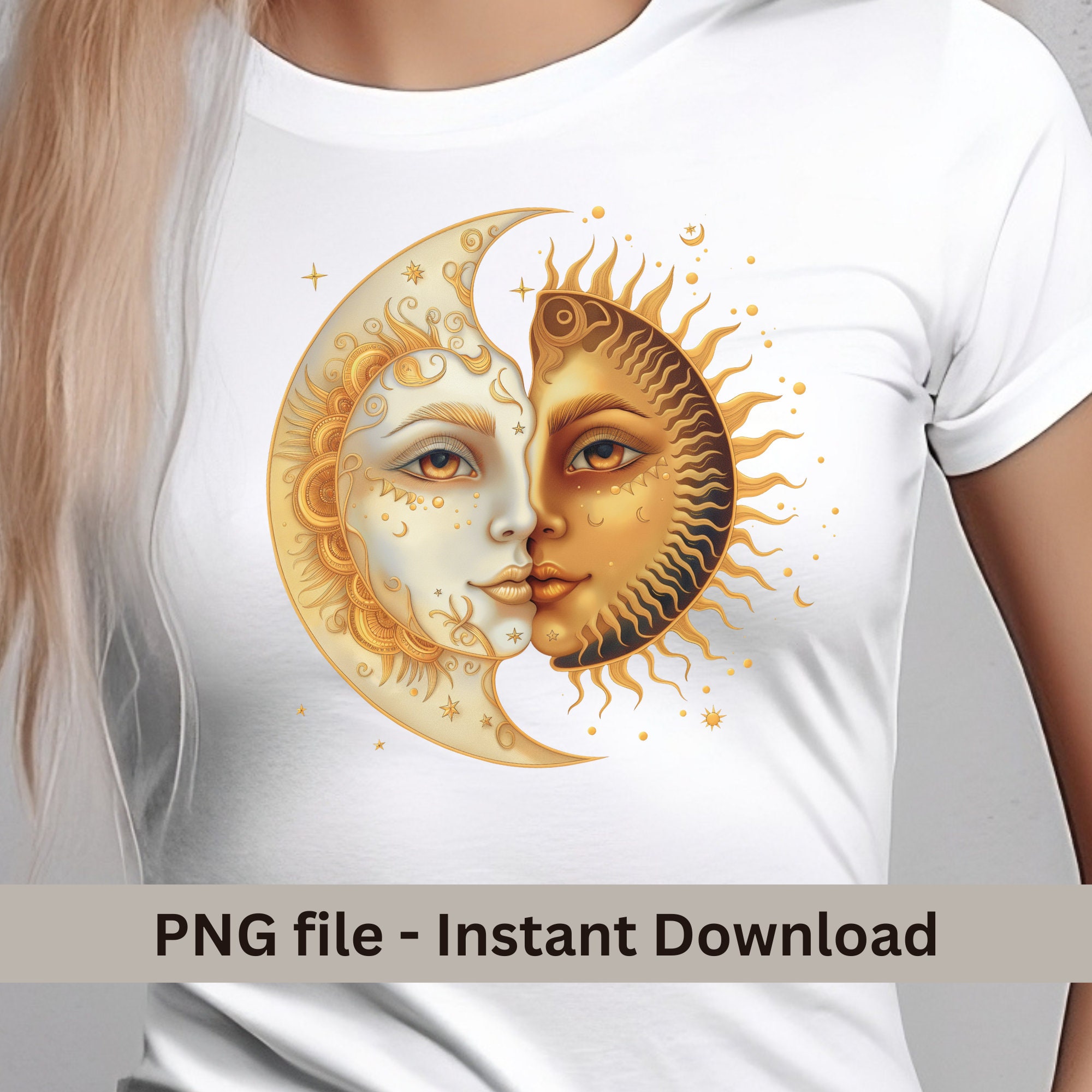 Boho Sun and Moon Celestial PNG File Sublimation - Etsy