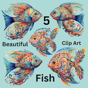 Beautiful intricate fish, PNG file 300 DPI, clipart Fish, fish lovers abstract designs