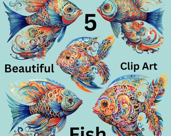 Beautiful intricate fish, PNG file 300 DPI, clipart Fish, fish lovers abstract designs