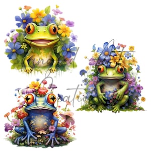 Frog with Flowers Sublimation File - Digital Design for Print-On-Demand, Clipart and Craft Projects, PNG file.