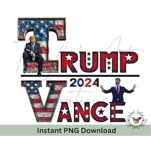 Trump Vance 2024, PNG.  Instant download President and vice president