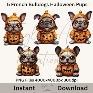 Halloween French Bulldog, colorful, high resolution PNG file 4000x4000, 300 DPI, great for sublimation, stickers, clipart