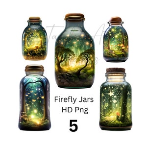 Magical Firefly Jar Watercolor PNG Sublimation, Digital Art for Dreamy Designs