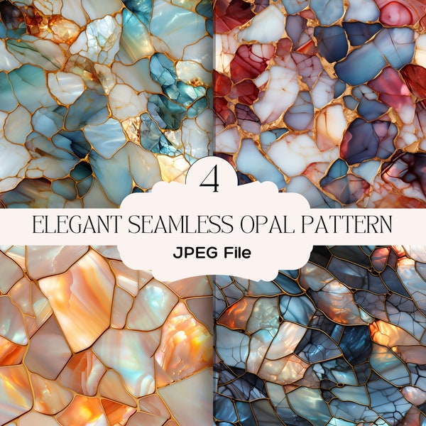 4 Elegant Opal Seamless Pattern, Digital Art for Versatile Designs, Printable scrapbook paper. 4000x4000px 300 DPI