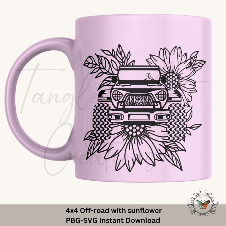 4x4 off-road with sunflowers Svg file ready for cutting