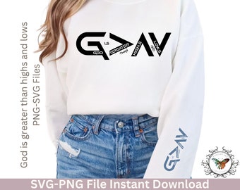 God is greater than highs and lows PNG-SVG File encourage Bible verse, Christian, Church, God, sublimation