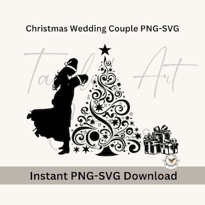 Christmas Tree Wedding couple, Bride and Groom, SVG-PNG Sublimation, Svg not for Cutout File, Christmas Wedding favor