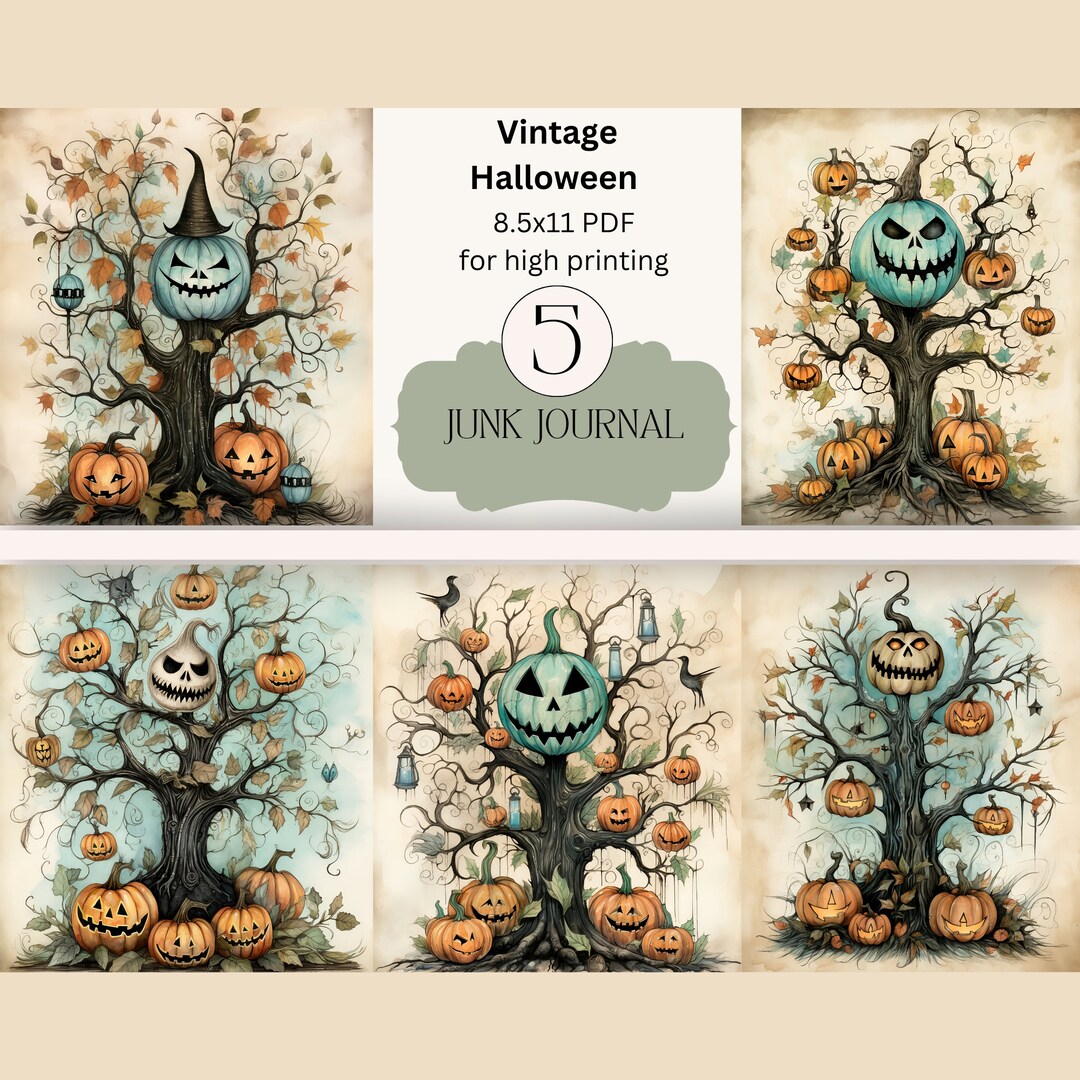 Vintage Halloween Junk Journal Printable Pages, Ephemera Paper, Digital ...