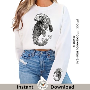 Elegant Manatee Png-Svg file beautiful for any occasion sublimation