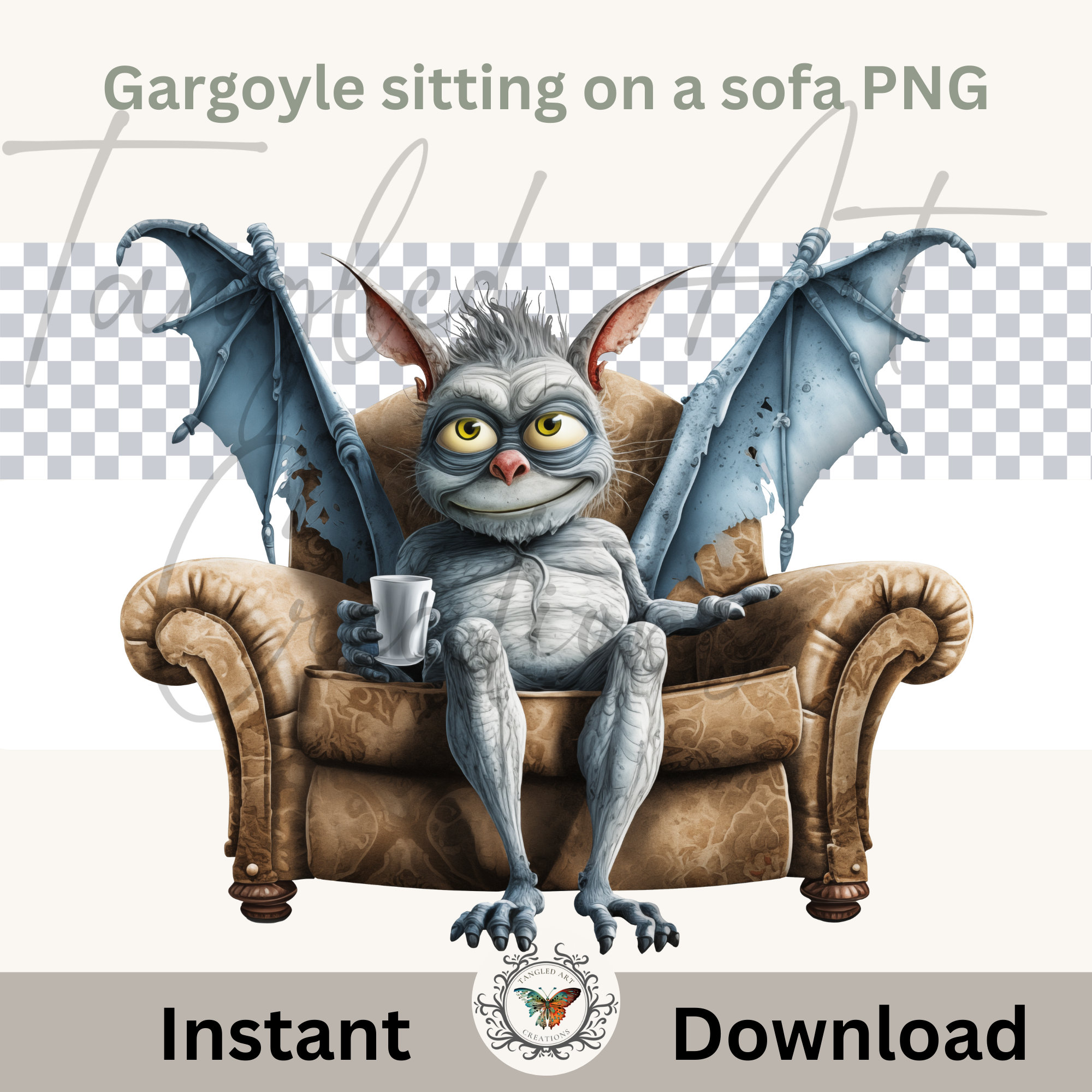 Funny Chilling Gargoyle PNG, Sublimation - Digital Art for Whimsical ...