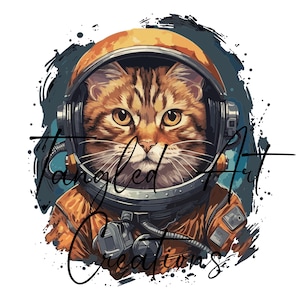 A space cat is wearing an astronaut suit, PNG file 300 DPI, and SVG File,  any occasion sublimation designs