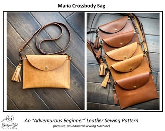 Maria Crossbody - Leather Sewing PATTERN (pdf)-*ADVENTUROUS BEGINNER Level* - Includes Pattern Pieces