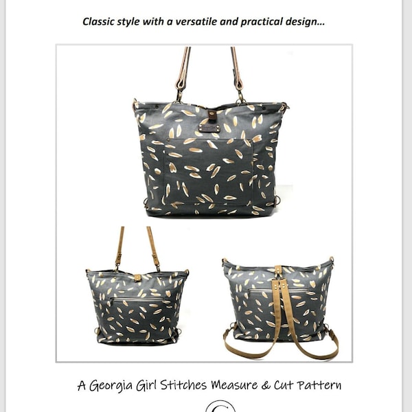 Gabby Day Trip Bag PATTERN (pdf) - *ADVANCED BEGINNER Level*  - Measure and Cut Pattern (No Pattern Pieces Required) - Instant Download