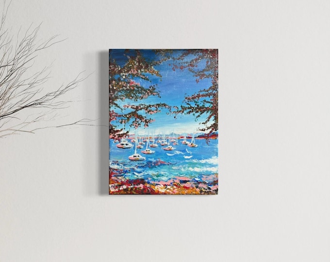 Monterey beach oil painting on canvas Seascape original art Carmel abstract landscape wall decor