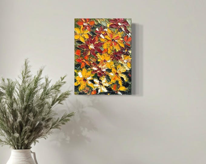 Wildflower Oil Painting on Canvas, Original Wall Art, Small Wall Decor, Impressionism Artwork, Colorful Painting Textured, Gift