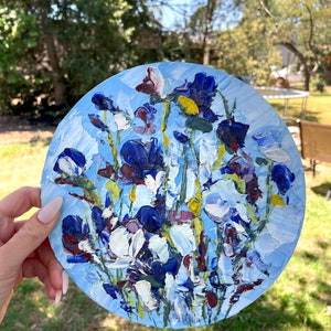 Spring Flowers oil painting on canvas made with palette knife textured, Wall Art Decor, Original Painting, Small Artwork, Gift For art Lover