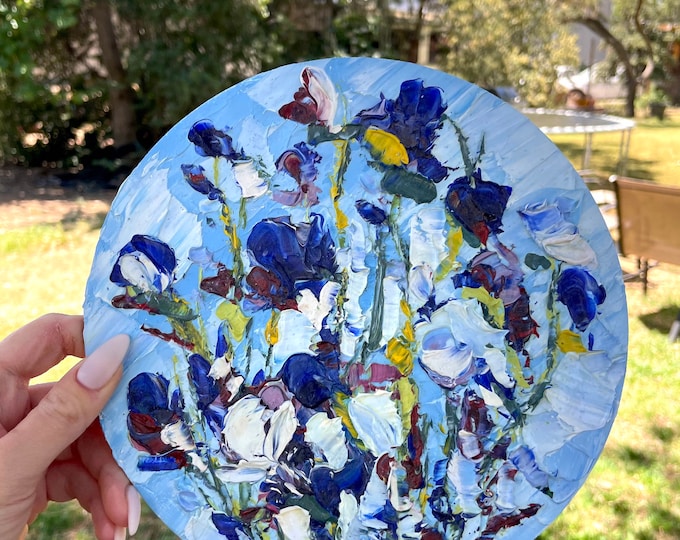 Spring Flowers oil painting on canvas made with palette knife textured, Wall Art Decor, Original Painting, Small Artwork, Gift For art Lover