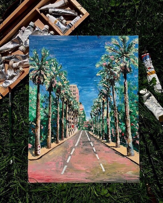 Oil Painting Landscape Palm Trees On Canvas Etsy