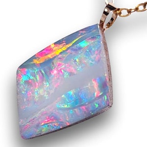 Australian Opal Pendant 10ct 14k Gold Natural Necklace Gem Jewelry Doublet Gift