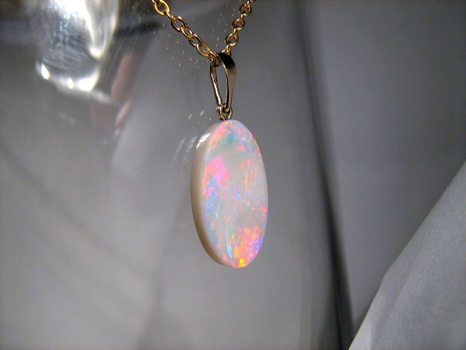 Solid Australian Opal Pendant 4.45ct 14k Gold Natural Necklace Etsy