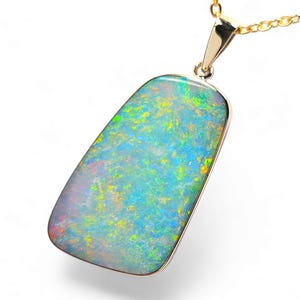 Große Australische Opal Inlay Halskette 14k Gold 19 Karat