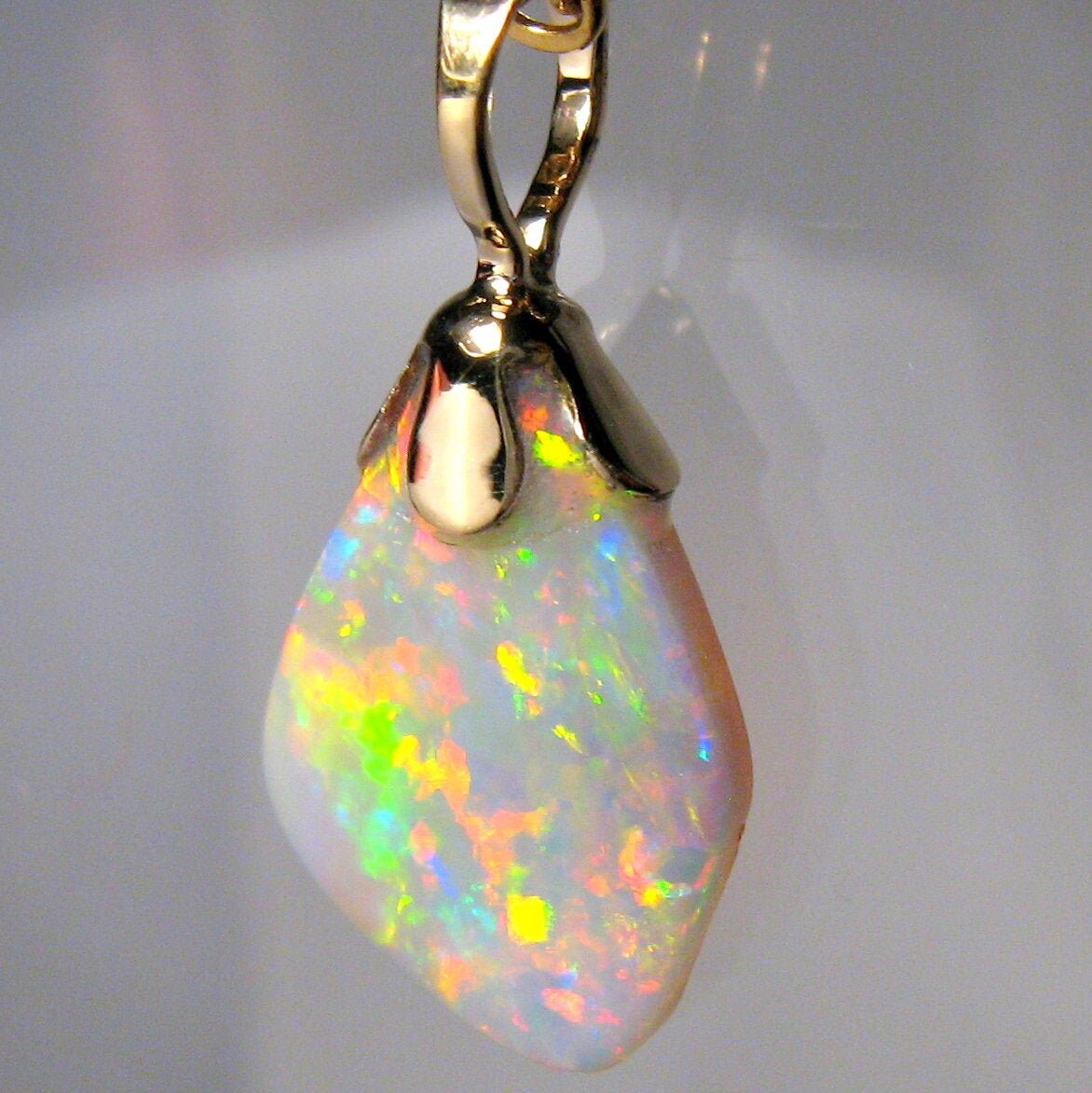 Solid Australian Opal Pendant 2.4ct 14k Gold Natural Necklace | Etsy
