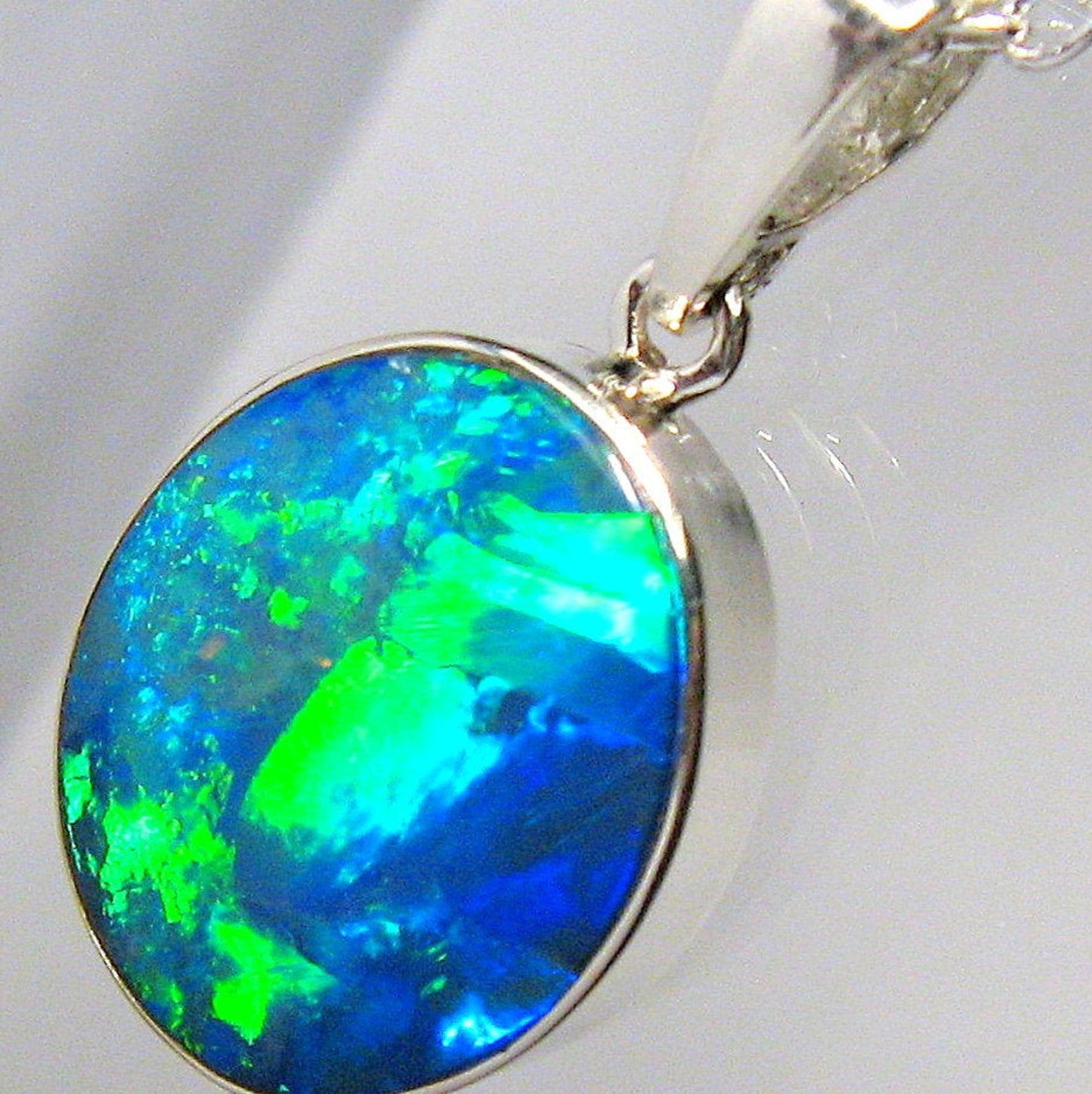 Rare Australian Opal Pendant Sterling Silver Oval Gem Doublet - Etsy UK