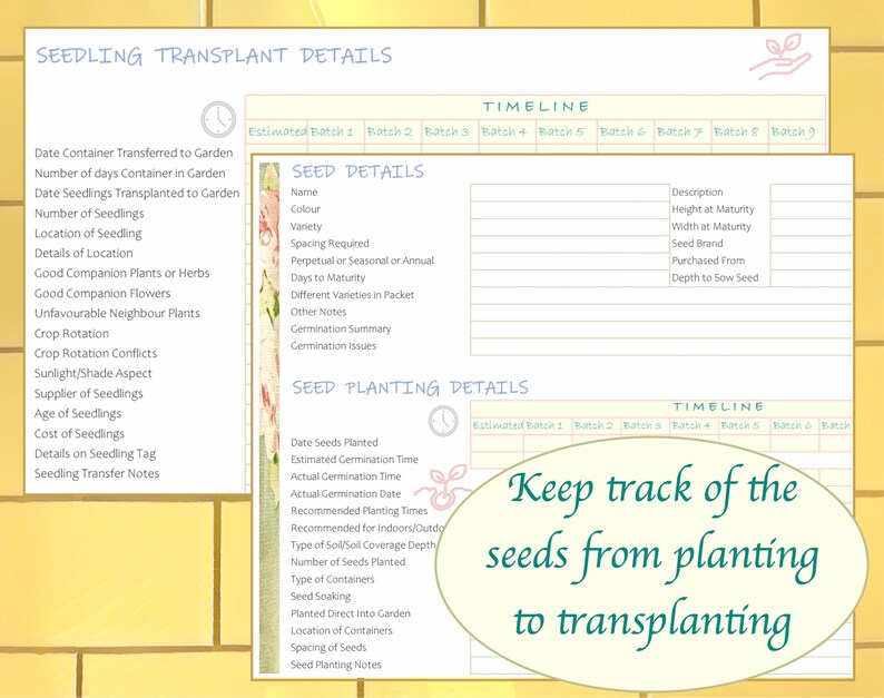 US Letter Or A4 Printable Seed Planting Records 6 Pages Etsy 