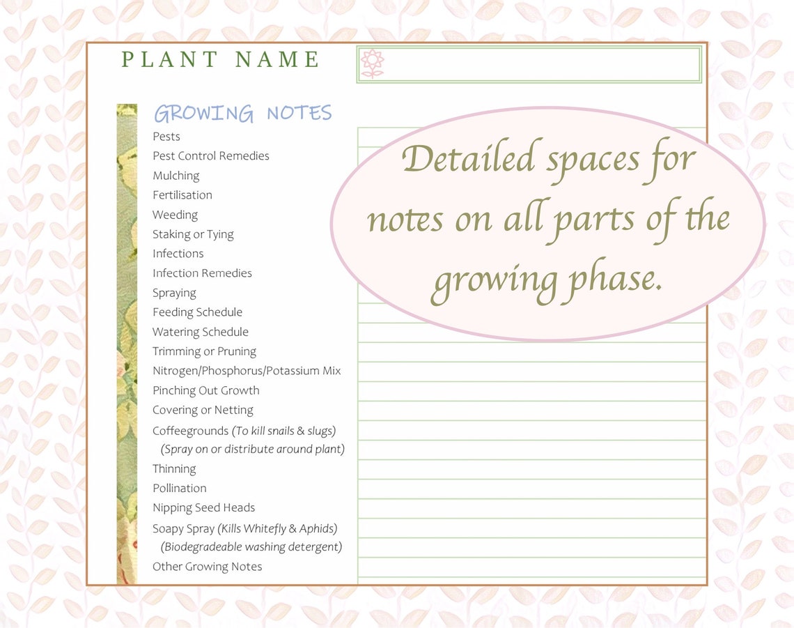 US Letter or A4 Printable Seed & Planting Records. 6 Pages. | Etsy ...