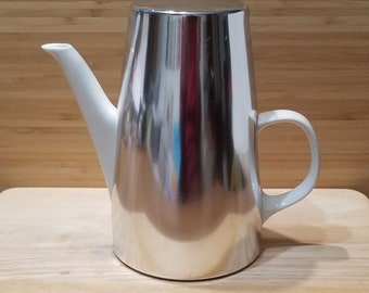 MELITTA Kanne weiß mit Aluhaube Thermoskanne Isokanne 60er Jahre Vintage kleiner Chip leicht beschädigt