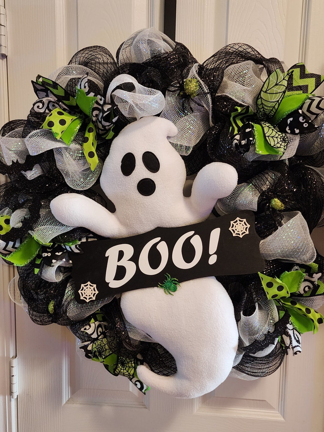 Mesh Ghost Ghost Deco Mesh Wreath, Halloween Wreath, Ghost Wreath, Halloween Décor ...