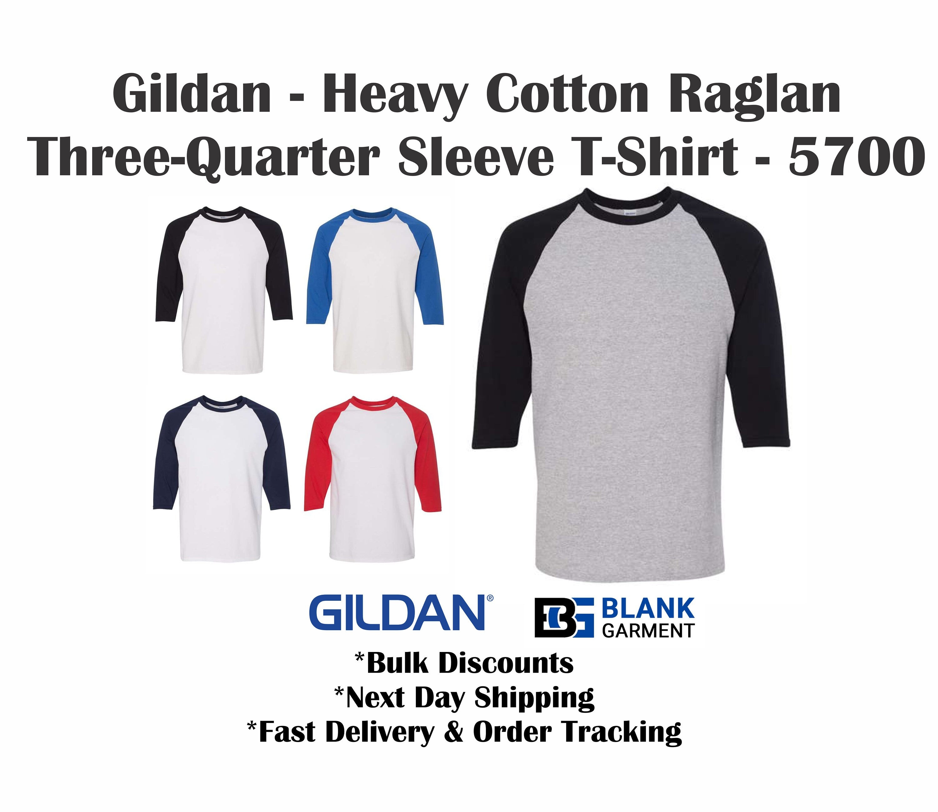 Gildan Heavy Cotton Three-Quarter Raglan Sleeve Baseball T-Shirt 