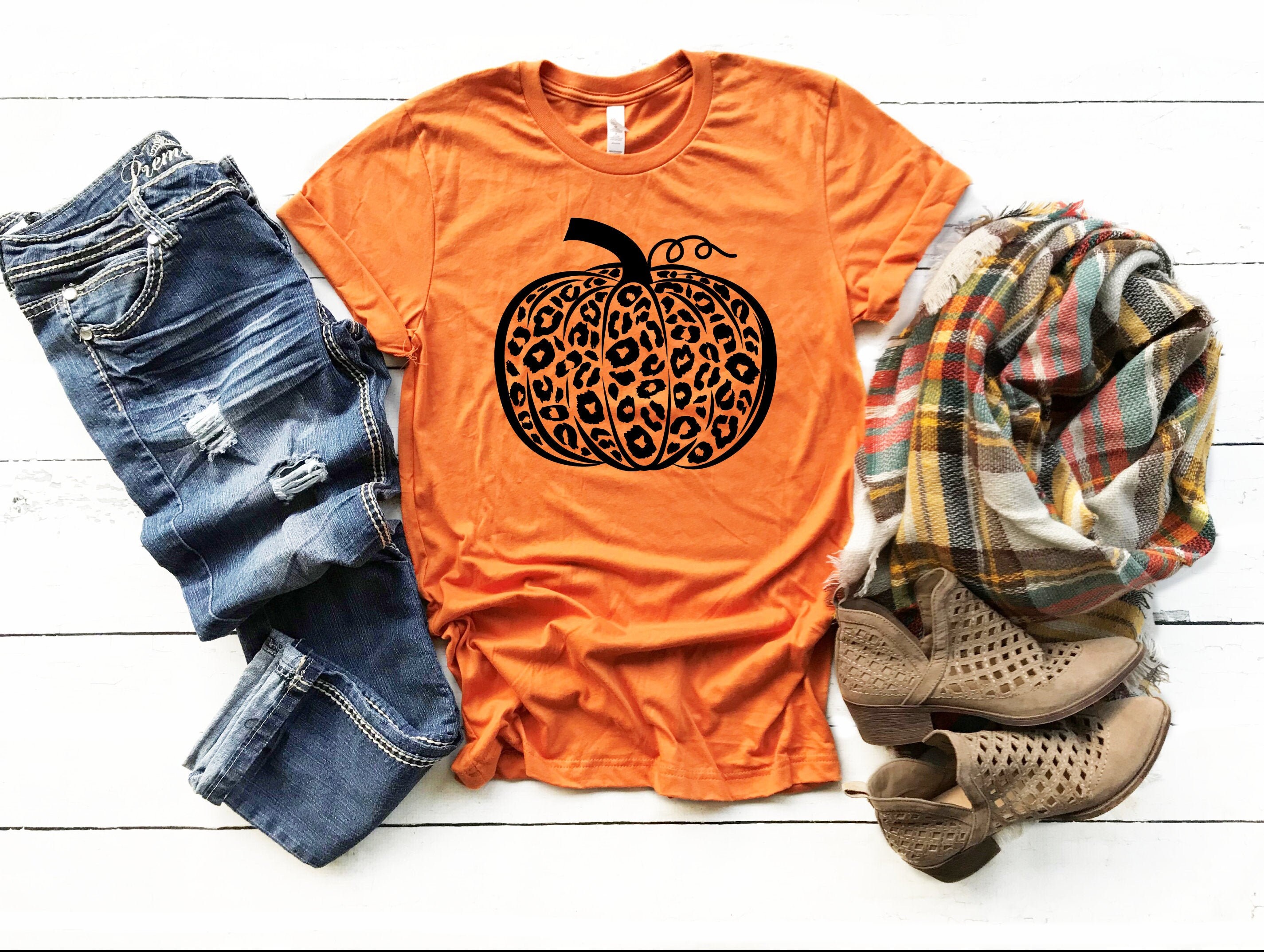 Leopard Print Pumpkin Shirt Thanksgiving Shirt Animal Etsy
