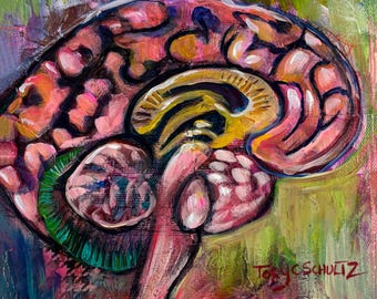 Colorful Abstract Realism Brain painting Horror Art Halloween
