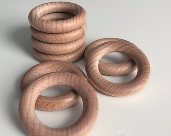 High Quality Natural Organic Unfinished Beech Ring Gift Jewelery Craft UK. 40 mm, 55 m & 70 mm wooden rings