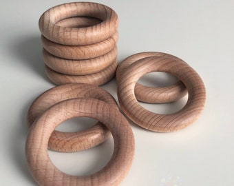 High Quality Natural Organic Unfinished Beech Ring Gift Jewelery Craft UK. 40 mm, 55 m & 70 mm wooden rings