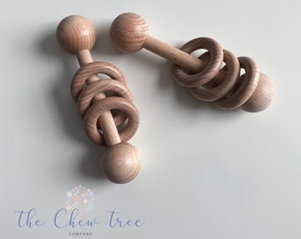 Personalized baby rattle, Personalized baby toy, Custom baby toy, Natural Beech Wood Rattle, Eco-friendly Rattle, Personalized baby gift
