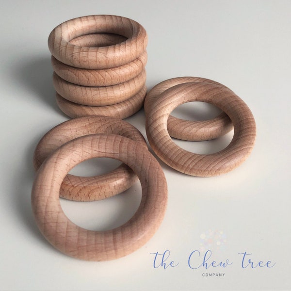 High Quality Natural Organic Unfinished Beech Ring Gift Jewelery Craft UK. 40mm, 55m & 70mm wooden rings