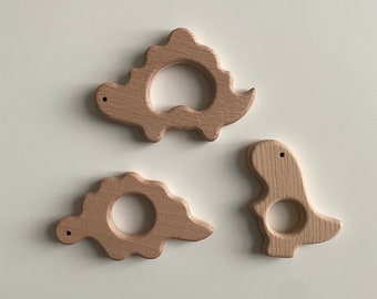 Wooden Dinosaur Teether, Cute Dinosaur Toy, Stegosaurus Toy, T-rex Toy, High Quality Wood Teething Toy, Organic, Baby gift, Baby Teether