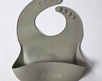 Personalized Baby Bib , Waterproof Bib , Food Bib , Bucket Bib.  Blue Baby Bib. Dishwasher safe bib. Easy clean baby bib. Customized Bib