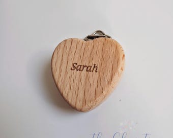 Heart Shaped Natural Wood Pacifier Clip, Natural Wood Dummy Holder, Wood Heart Shaped Clip, Personalized Dummy Clip