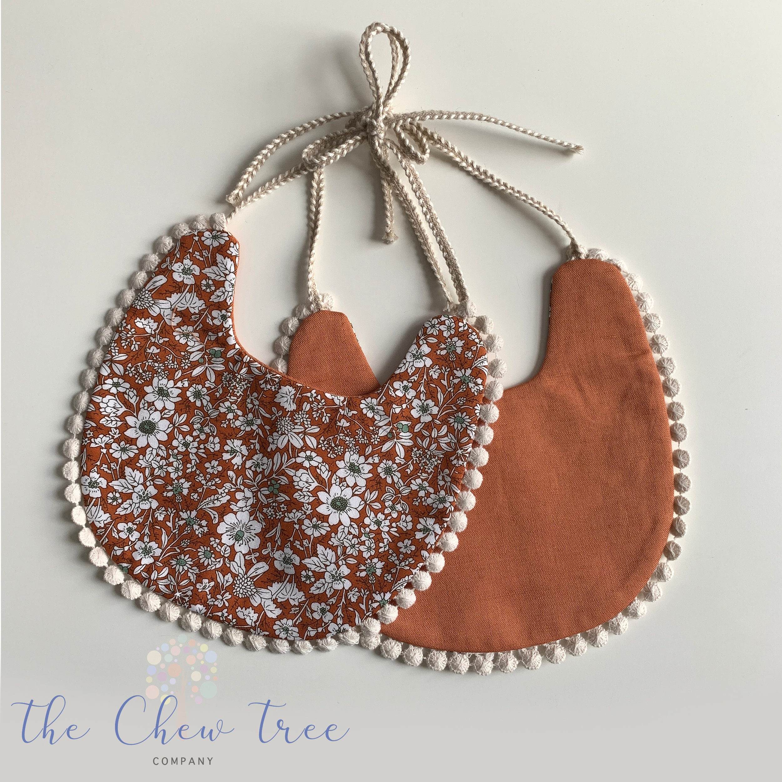 Cotton Baby Bib With Pom Poms Wedding Bibs Baby Gift Etsy Hong Kong