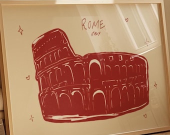Impresión del Coliseo de Roma: Arte de viaje a Italia con mucho colorido