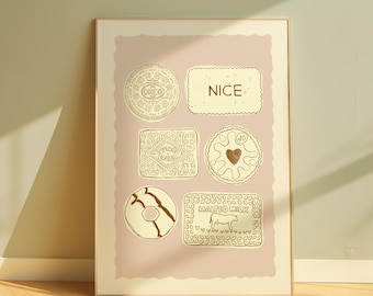 Estampado clásico de galletas: Arte minimalista para la pared de la cocina y la cafetería.