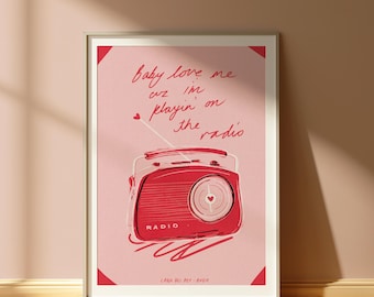 Impresión lírica de Lana Del Rey: Cita de canción de radio, póster de música indie