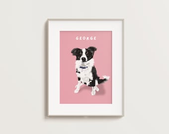 Retrato de mascota dibujado a mano: Impresión artística personalizada de perro o gato
