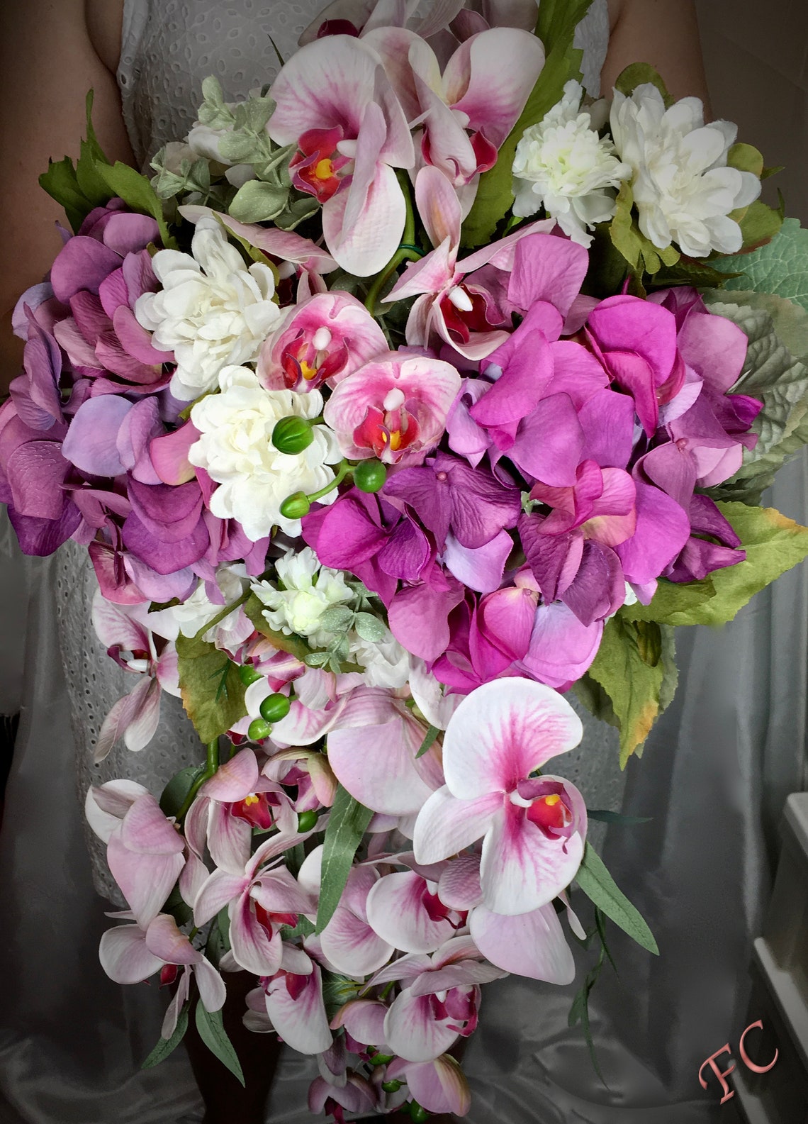 Custom Silk Bridal Flowers Cascading Bouquets and Coordinating