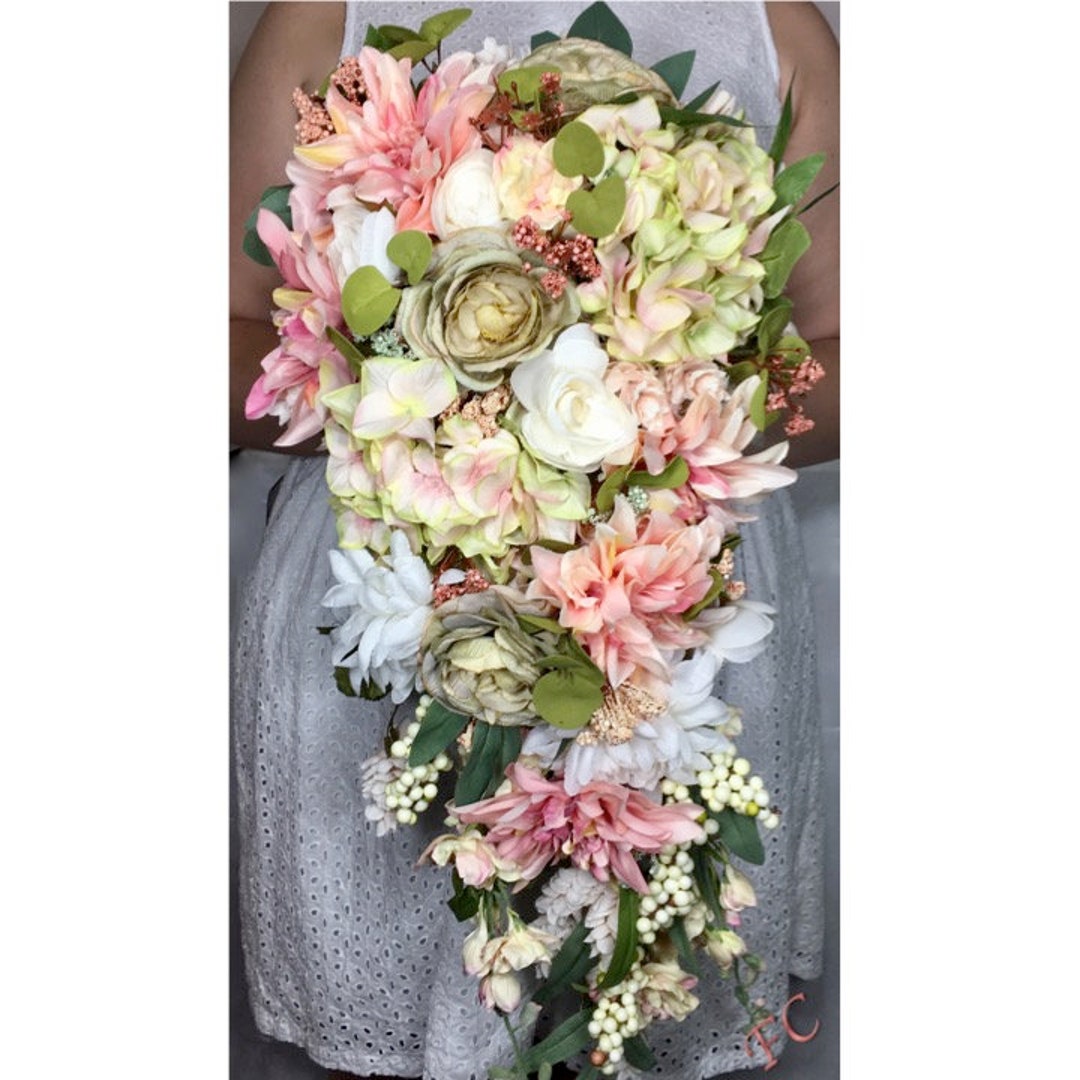 Custom Silk Bridal Flowers Cascading Bouquets and Etsy