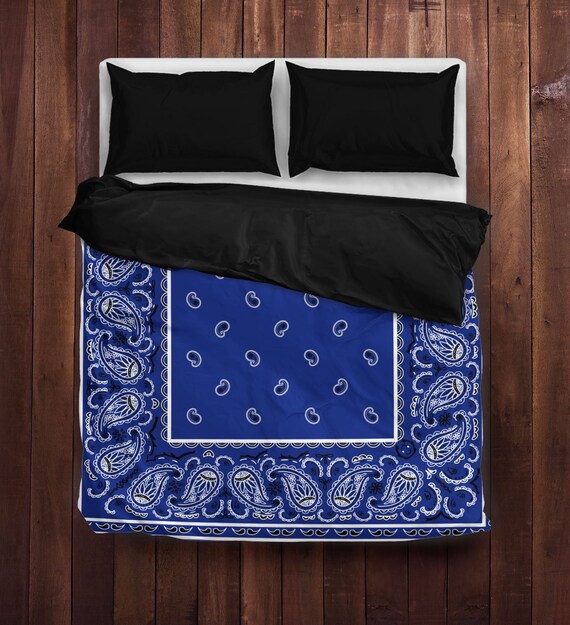 Classic Royal Blue Bandana Duvet Cover Set Etsy